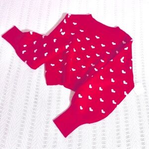 Red Sweater with White Heart Pattern